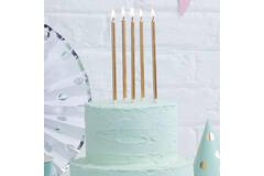 24 Candles with Holders Pick & Mix Gold Wax / Plastic 14 x 0.5 cm