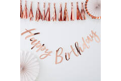Bunting - Backdrop - Happy Birthday - Rose Gold
