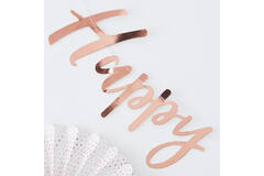 Bunting - Backdrop - Happy Birthday - Rose Gold