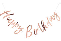 Bunting - Backdrop - Happy Birthday - Rose Gold