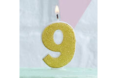 Candle Number 9 - Gold Glitter