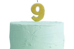 Candle Number 9 - Gold Glitter