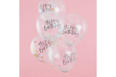 5 Latex Balloons Pastel Party with Confetti Filling Paper 30.5 cm