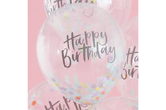5 Latex Balloons Pastel Party with Confetti Filling Paper 30.5 cm