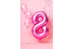 Foil Balloon Number 8 - Pink Metallic Mat - 86 cm