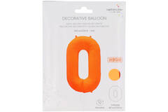 Foil Balloon Number 0 - Neon Orange - 86 cm