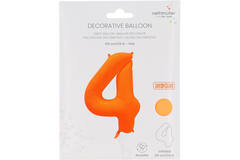 Foil Balloon Number 4 - Neon Orange - 86 cm