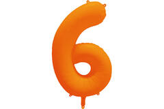 Foil Balloon Number 6 - Neon Orange - 86 cm