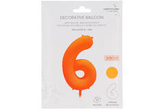 Foil Balloon Number 6 - Neon Orange - 86 cm