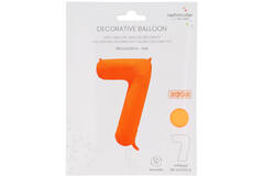 Foil Balloon Number 7 - Neon Orange - 86 cm