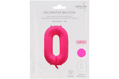 Foil Balloon Number 0 - Neon Pink - 86 cm