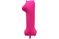 Foil Balloon Number 1 - Neon Pink - 86 cm