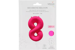Foil Balloon Number 8 - Neon Pink - 86 cm
