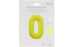 Foil Balloon Number 0 - Neon Yellow - 86 cm