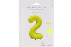 Foil Balloon Number 2 - Neon Yellow - 86 cm
