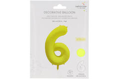 Foil Balloon Number 6 - Neon Yellow - 86 cm