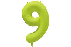 Foil Balloon Number 9 - Neon Yellow - 86 cm