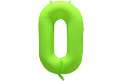 Foil Balloon Number 0 - Neon Green - 86 cm