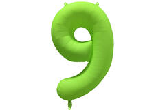 Foil Balloon Number 9 - Neon Green - 86 cm