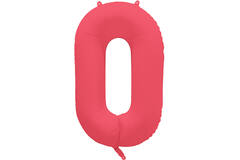Foil Balloon Number 0 - Neon Red - 86 cm