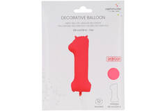 Foil Balloon Number 1 - Neon Red - 86 cm