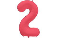 Foil Balloon Number 2 - Neon Red - 86 cm