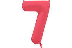 Foil Balloon Number 7 - Neon Red - 86 cm