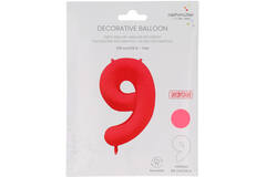 Foil Balloon Number 9 - Neon Red - 86 cm