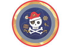 4 Plates Pirates Map Plastic Reusable 21.2 cm