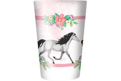 4 Cups Beautiful Horses Plastic Reusable 430 ml