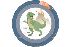 4 Plates Happy Dinosaur Plastic Reusable 21,2 cm