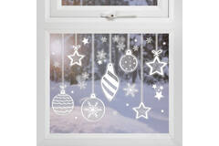 Window Stickers - White Snowflakes and Baubles