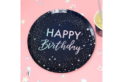 Paper Plates - Happy Birthday - Iridescent Foiled