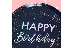 Paper Plates - Happy Birthday - Iridescent Foiled