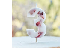 Candle - Number 3 - Pressed Petals