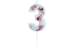 Candle - Number 3 - Pressed Petals