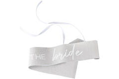 Sash - The Bride, Silver foil with cut outs
